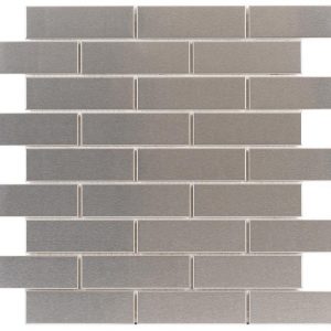 Brushed Stainless Steel 1" x 4" Brickset Mosaic