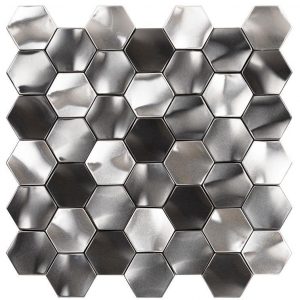 Stainless Steel & Gun Metal Rolling Hexagon Mosaic