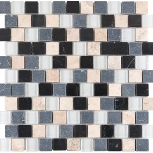 Shades of Grey 1" x 1" Offset Mosaic